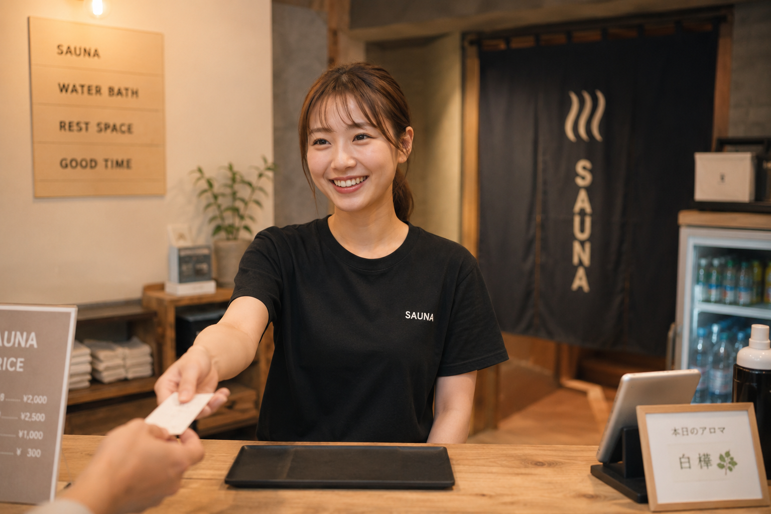サウナ施設で働くスタッフ